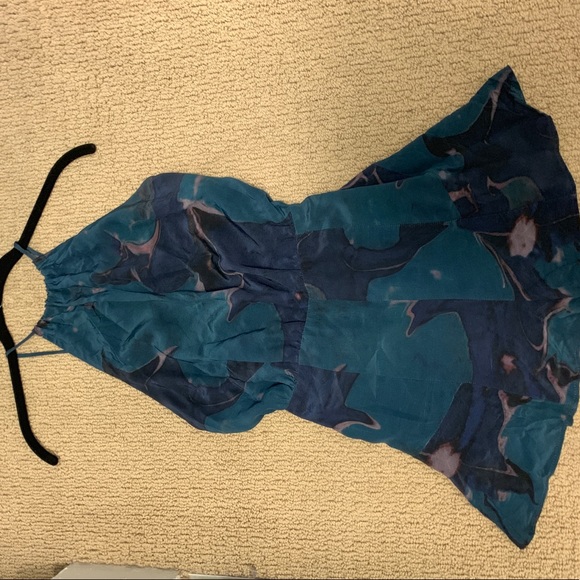 Stone Cold Fox Pants - Blue teal tie dye silk romper